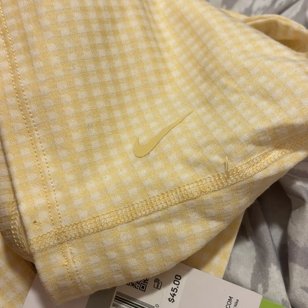 Nike Gingham Yellow Cross Back Cropped Tank Top